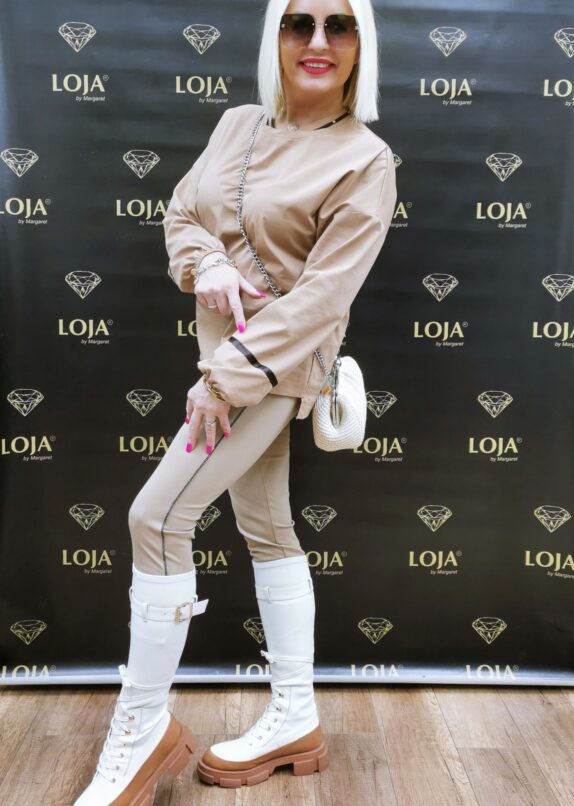 Bluzka z dekoltem półokrągłym beżowa !